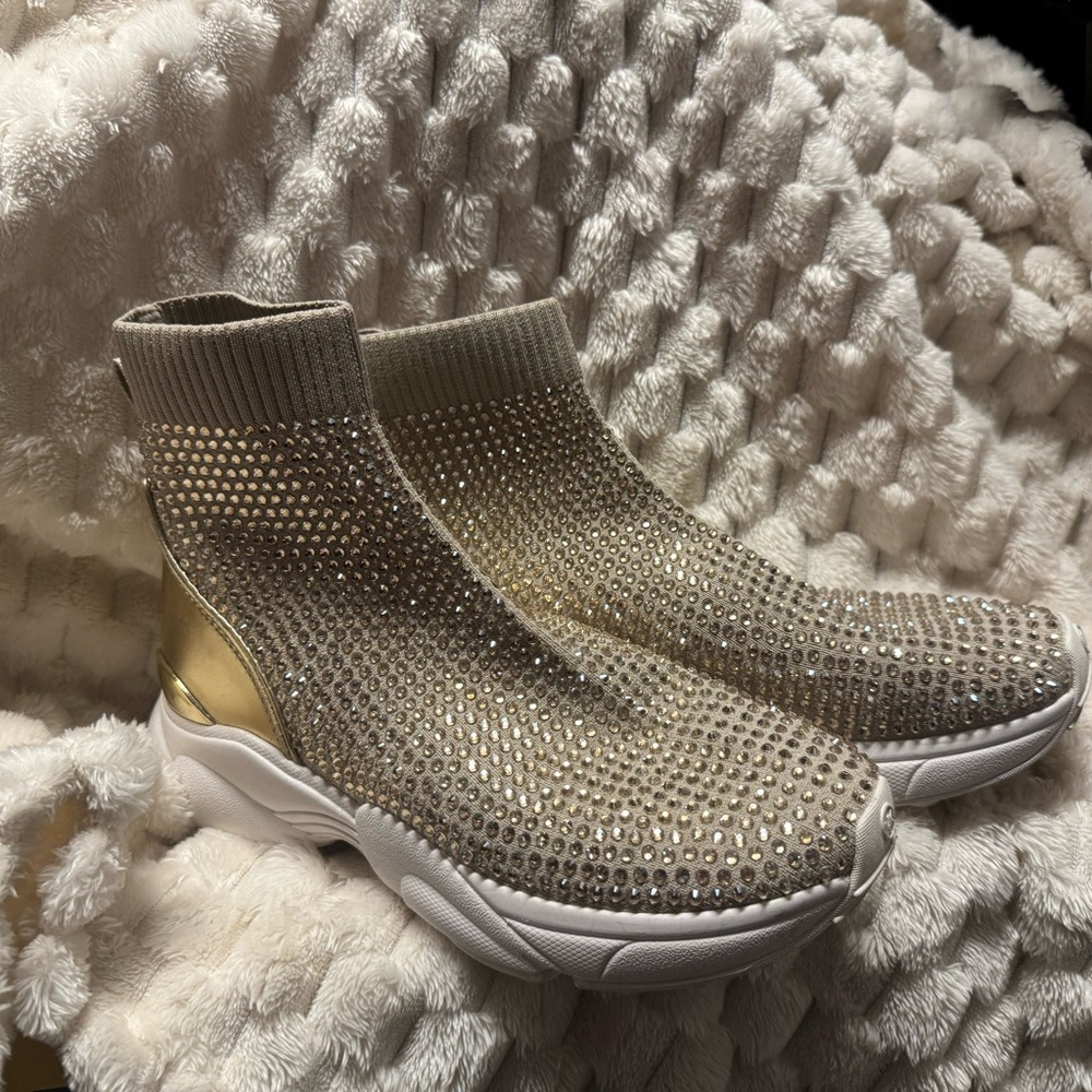 Gold and Silver Women's Knit Sneakers